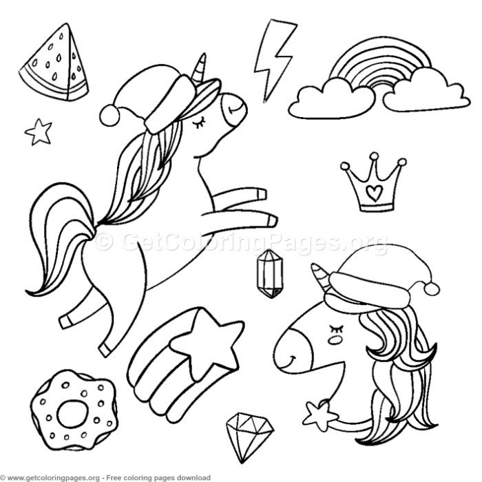Christmas Unicorn Coloring Pages - Coloring and Drawing